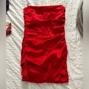 ZARA red strapless silky mini dress